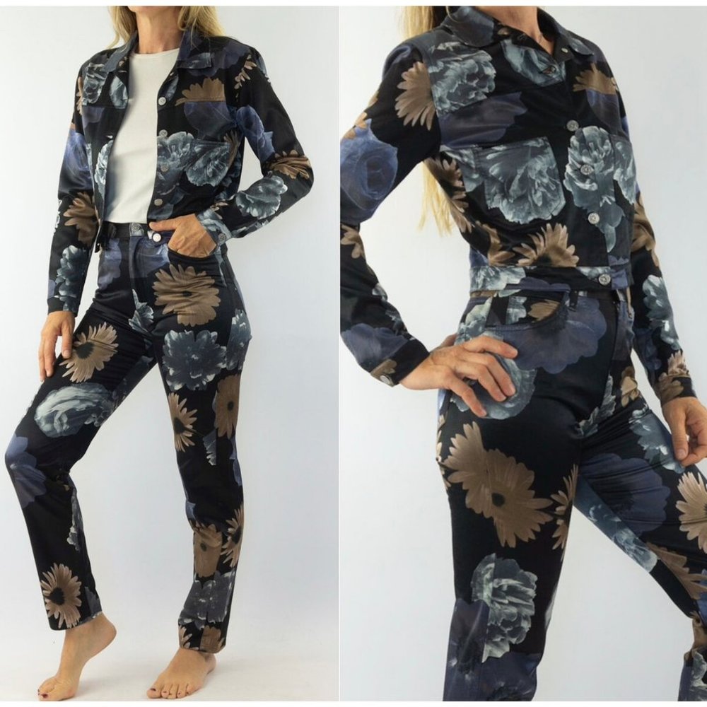 Kenzo Vintage Floral High-Rise Relaxed Pants Size 42